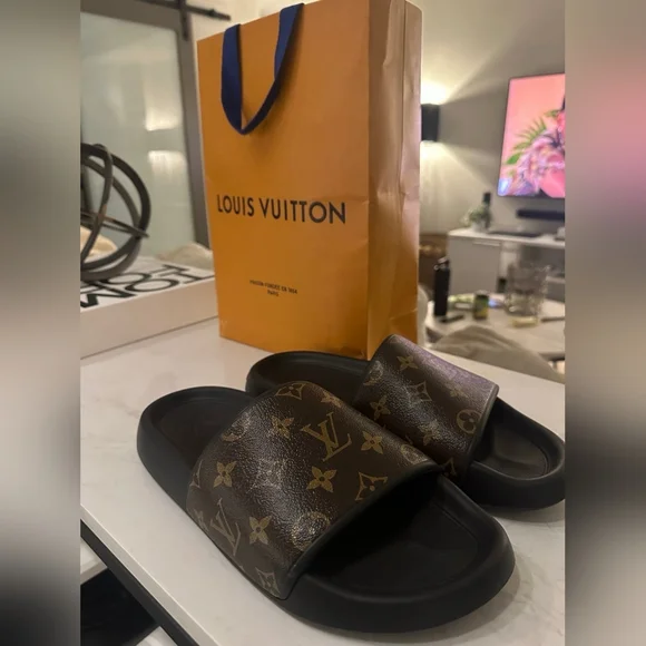 Louis Vuitton Monogram Waterfront Slides Mule Mens 11 New Comes With Dust Bag - Picture 10 of 15